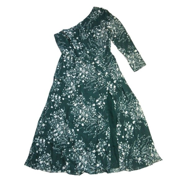 NWT Reformation Chance in Lake Green Floral One Shoulder Midi Dress 12
